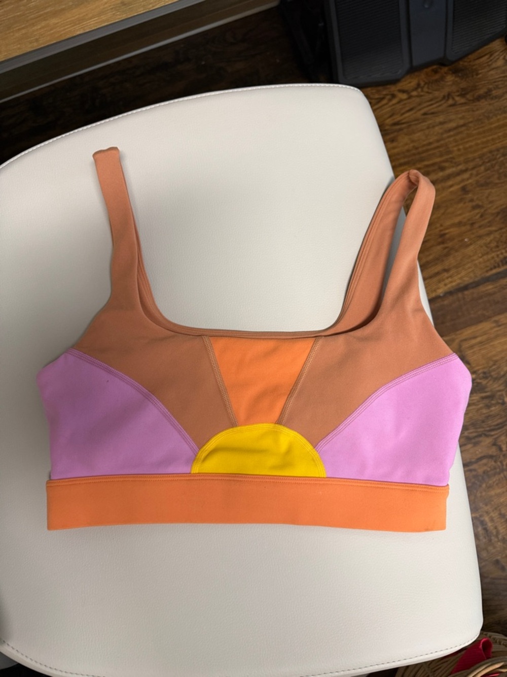 L.Space Colorblock Sunrise Sports Bra - Pink, Orange & Yellow